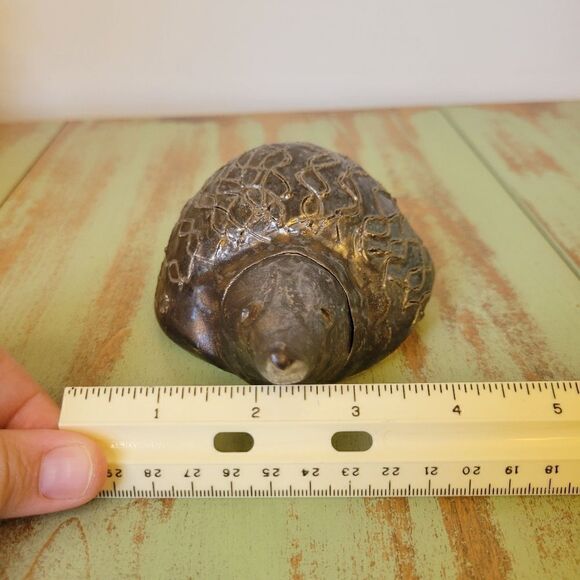 Vintage Handmade Studio Pottery Metallic Bronzed Glazed Hedgehog Mole Figurine - Picture 14 of 16